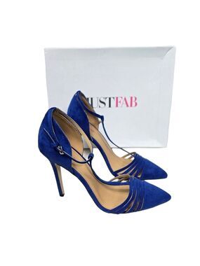 JustFab Gabriela Blue Strappy Pointy Toe Heels 8